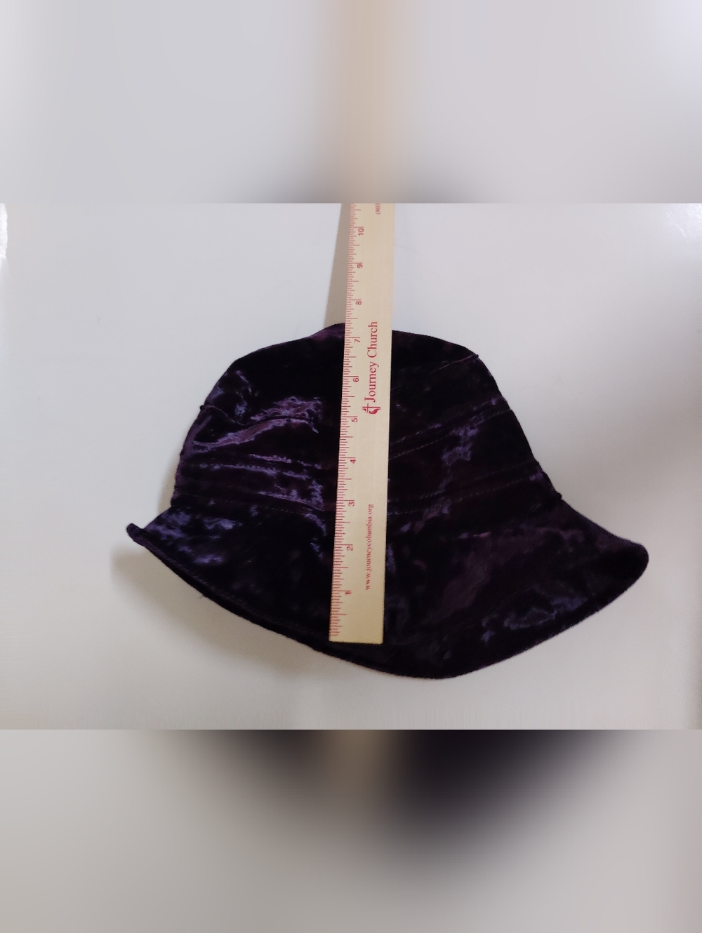 Velvet Floral Accent Cloche Hat in Deep Purple - Picture 10 of 10
